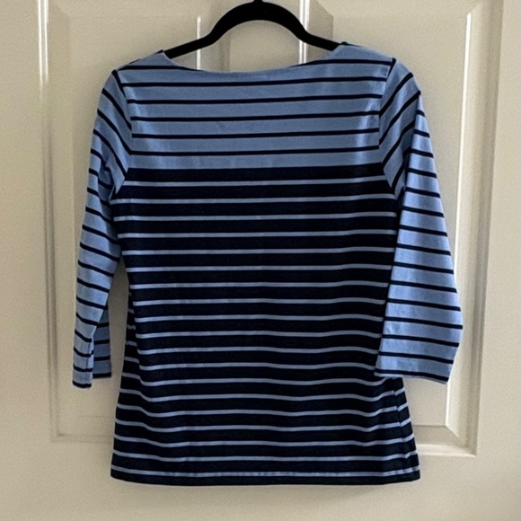 Stripe 3/4 Sleeve Top | Navy & Sky Blue – Size Small - Picture 2 of 4